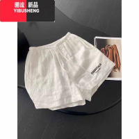 YIBUSHENG棉麻工装短裤女季薄款韩版高腰松紧腰休闲裤宽松显瘦a字阔腿裤