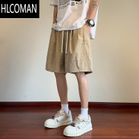 HLCOMAN夏季新款大码冰丝短裤男生美式潮流刺绣薄款五分裤宽松休闲运动裤
