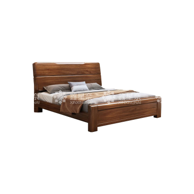 鑫星奈 实木床1.5米单人床胡桃木