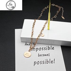 韩版圆牌钛钢镀14K真金网红项链女锁骨链简约脖链学生闺蜜 JiMi