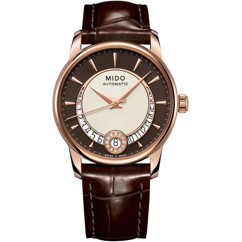 Mido瑞士女表 Baroncelli 日显时尚精致皮带自动机械女表 送女友礼物