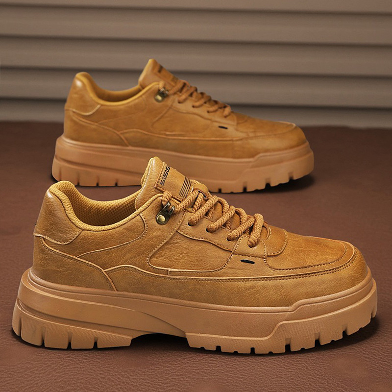 男鞋秋冬季新款潮流圆头百搭透气时尚厚底运动休闲拼色舒适男鞋