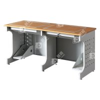 居将 JJ4012435 隐藏式翻转电脑桌培训桌教室机房多媒体学习桌办公桌D款双人位