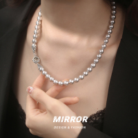 925纯银施家珍珠OT扣项链女锁骨链颈链小众设计感高级 BCX4305送女朋友老婆情人节七夕生日礼物