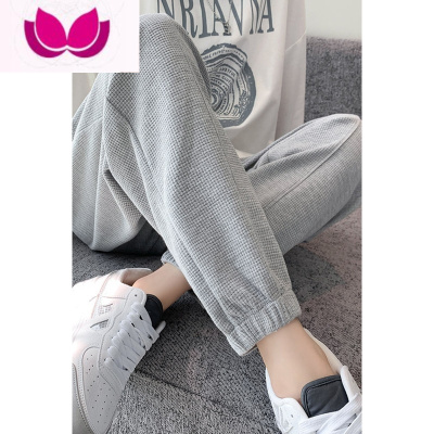 七斓裤子男士2023款运动休闲裤韩版潮牌夏季灰色九分卫裤痞帅修身