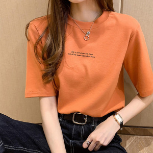 韩版夏季宽松圆领短袖T恤女字母印花女式上衣学生打底衫女装