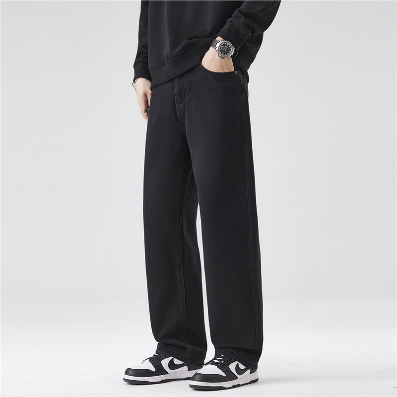 美式牛仔裤男士潮牌直筒宽松阔腿裤新款秋冬季青年休闲长裤男