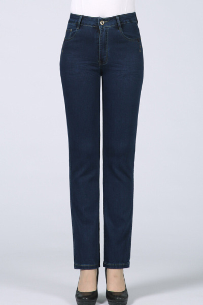 迪鲁奥(DILUAO)新款女装2019年秋季妈妈涂层牛仔布裤中老年女裤高腰弹力大码裤女40-50岁 8021