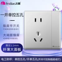 飞雕(FEIDIAO)超薄大板 开关插座格韵系列86型带开关插座面板墙壁电源插座 格韵月光银五孔一开单