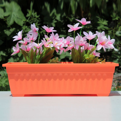 古达花盆种植箱阳台种菜盆加厚花箱塑料花长方形配托盘蔬菜多肉种植盆家庭新料橙色(不含托)大号长50cm宽20cm高14