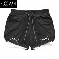 HLCOMAN运动短裤男健身双层防走光弹力透气跑步深蹲撸铁训练速干五分短裤