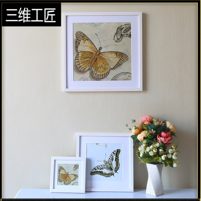 实木正方形相框挂墙5寸101214162024寸书法十字绣钻石裱画框三维工匠白色正方形挂式18寸可放4