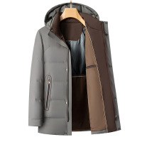 90白鸭绒中长加厚男式羽绒服冬季新款户外防寒保暖男士连帽羽绒服