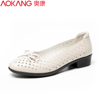 奥康女鞋夏季透气镂空皮鞋女牛皮舒适防滑凉鞋中老年皮鞋妈妈鞋