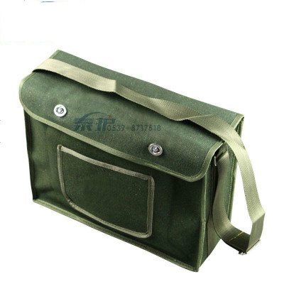 帆布工具包多功能五金维修包带兜电工包单包腰包水袋包可定做大兜绿色_大号