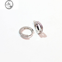 JiMi韩版S925银针个性简约耳环女复古时尚微镶闪亮锆石耳圈耳扣耳饰潮