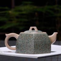 美帮汇紫砂壶六方井栏壶镇学原矿段泥手绘绞泥茶壶泡茶壶