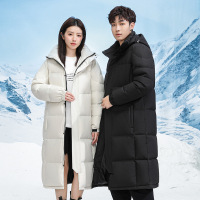 冬季新款中长款加厚保暖纯色休闲时尚潮牌连帽外套男女同款羽绒服