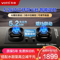 华帝(vatti)燃气灶家用5.2kW 嵌入式定时猛火灶 可调节免扩孔70%热效率 烟灶联动灶具i10309D(天然气)