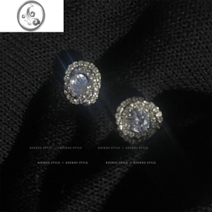 JiMi爆闪~水钻耳钉高级感耳饰耳环女小众设计感轻奢名媛韩国财阀千金 圆钻s925银针