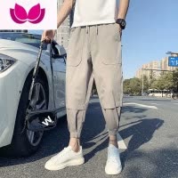 七斓ins网红工装裤潮男宽松哈伦裤日系束脚萝卜裤百搭九分休闲裤