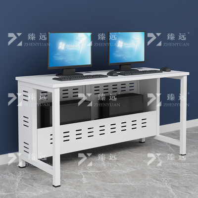 臻远 钢架电脑桌培训桌机房电脑桌学习桌课桌 双人位A款