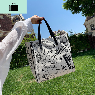 夏季大容量包包女包2020新款潮韩版百搭单肩包休闲时尚帆布托特包NEW LAKE女士单肩包