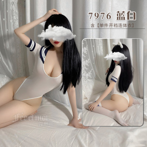 霏慕女式情趣睡衣透明连体衣情趣内衣性感透视开档连体水手服7976