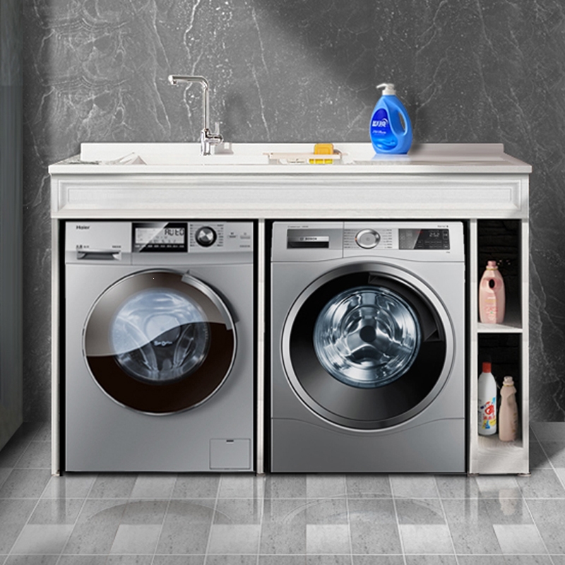 双洗衣机阳台柜洗衣机烘干机藤印象组合柜洗衣机一体柜阳台双机位洗衣