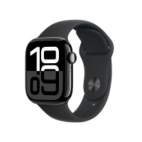 MWXM3CH/B Apple Watch S10 蜂窝 42 毫米亮黑色铝金属表壳 黑色运动型表带-S/M