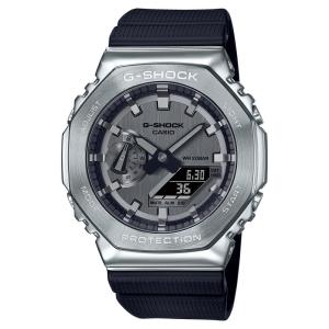 卡西欧(CASIO)GSHOCK男款银色金属表圈黑色表带石英防水耐用运动手表 图片色