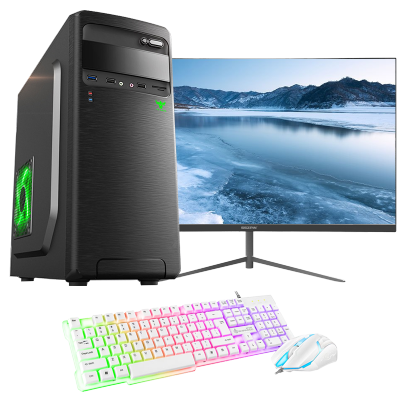 牛头(NiuTou）酷睿i5四核高性能处理器/8GB运行内存/256GB固态硬盘学生上网课家用办公商用游戏台式机组装电脑DIY组装机台式电脑电脑主机整机+24英寸显示器