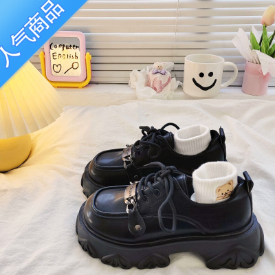 SUNTEK鞋子女春秋百搭英伦风小皮鞋2023春季新款厚底黑色乐福鞋玛丽珍鞋