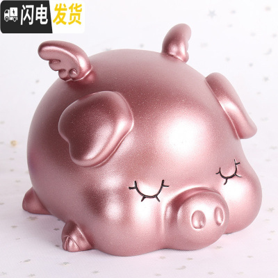 三维工匠大金猪小猪儿童女孩男孩防摔可爱大人用家用成人容量储蓄罐存钱罐 金猪中号-玫瑰金原装