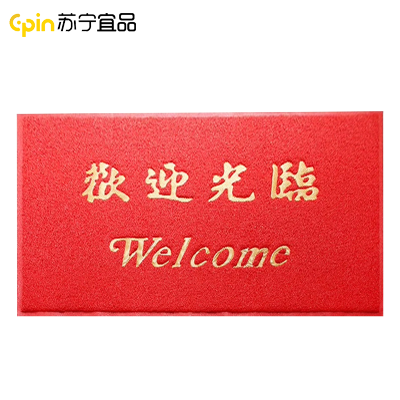 苏宁宜品丝圈欢迎光临地垫入户门红地毯脚垫进户门口迎宾地垫