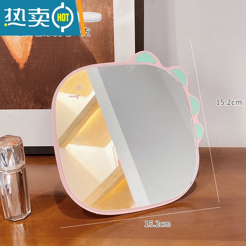 敬平diy铁镜子学生宿舍不规则化妆镜ins风桌面家用挂墙卡通折叠梳妆镜便携式用镜 怪兽款-粉色 送白色涂鸦笔一支