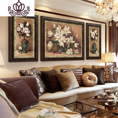 封后欧式5d钻石画满钻花开富贵三联客厅钻石绣2019新款点钻贴钻十字绣AB彩钻满钻三幅-240*80厘米