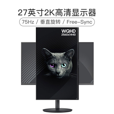 三星(SAMSUNG)F27T702QQC27英寸2K高清IPS面板75Hz高刷FreeSync防撕裂三面窄边框升降旋转支架爱眼不闪屏电脑显示器（HDMI*2+DP））