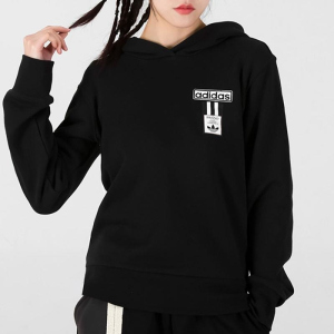 adidas/阿迪达斯三叶草连帽卫衣运动休闲针织女装套头衫HH9449 D