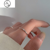 JiMi925银银链条戒指单钻食指戒小众设计指环冷淡风尾戒女ins