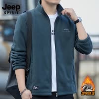 吉普男士立领抓绒卫衣秋冬保暖休闲外套加厚摇粒绒开衫夹克上衣