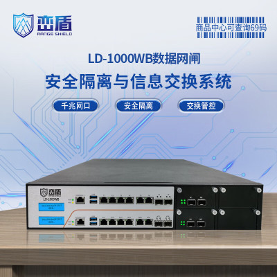 峦盾LD-1000WB 万兆2U网闸4万兆千兆光口6G吞吐双液晶屏双向企业安全隔离信息交换设备
