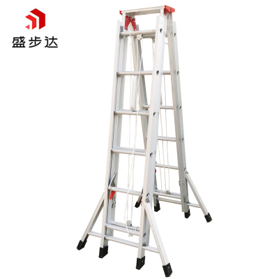 盛步达铝合金槽型铆压伸缩人字梯子7M 收回3.7m升高6.2mSD-L7E个