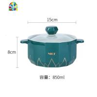 创意泡面碗带玻璃盖宿舍碗学生上班族双耳汤碗家用面碗 FENGHOU 便携式套装勺筷(米色)