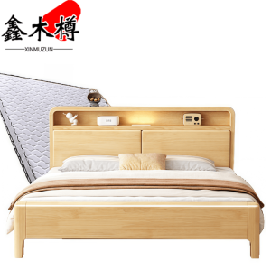 鑫木樽床1.2m原木色+床垫套