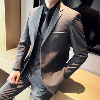 【跑量】西服套装男韩版西服三件套白领上班工作西服新郎结婚礼服