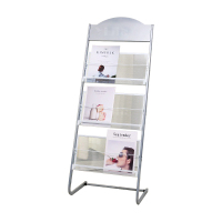 翌嘉YJ4122804 杂志架展示架报置物架收纳落地报纸报刊架 银色三层 480*380*1250