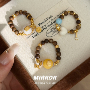 925纯银小象白牙沉香海纹石爱心蜜蜡戒指女指环尾戒创意 BCJ3476送女朋友老婆情人节七夕生日礼物 白牙爱心戒指一只