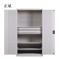 正斌工具柜加厚铁皮储物柜工厂车间用带抽屉汽修多功能收纳柜通门内二抽柜灰白色