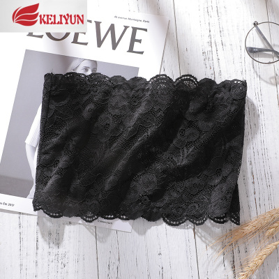 可莉允一字围裹胸式女抹胸内衣蕾丝打底防走光聚拢短款性感白色无肩带夏抹胸